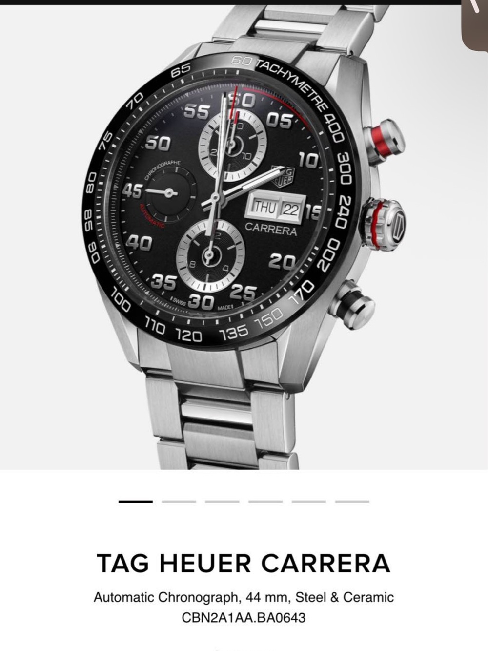 Tag Heuer Carrera Chronograph - Black, Silver & Red Accents
